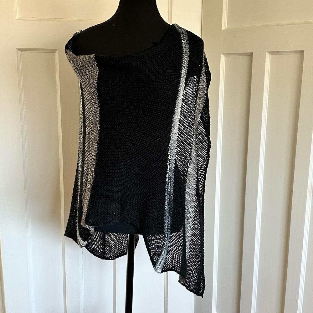 6 for $25 - Versatile Hand Crafted Black White &  Gray Knit Poncho